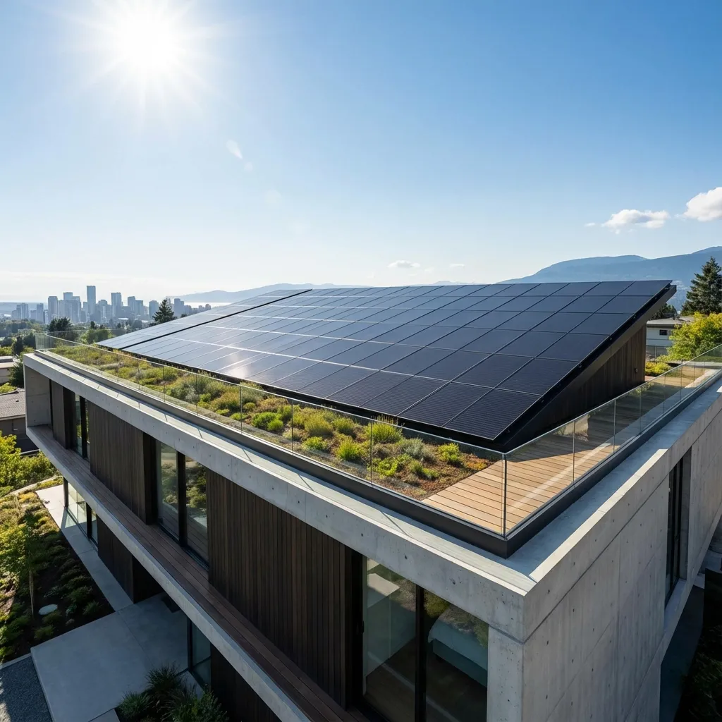 Instalación de Paneles Solares Monocristalinos en Techo Residencial